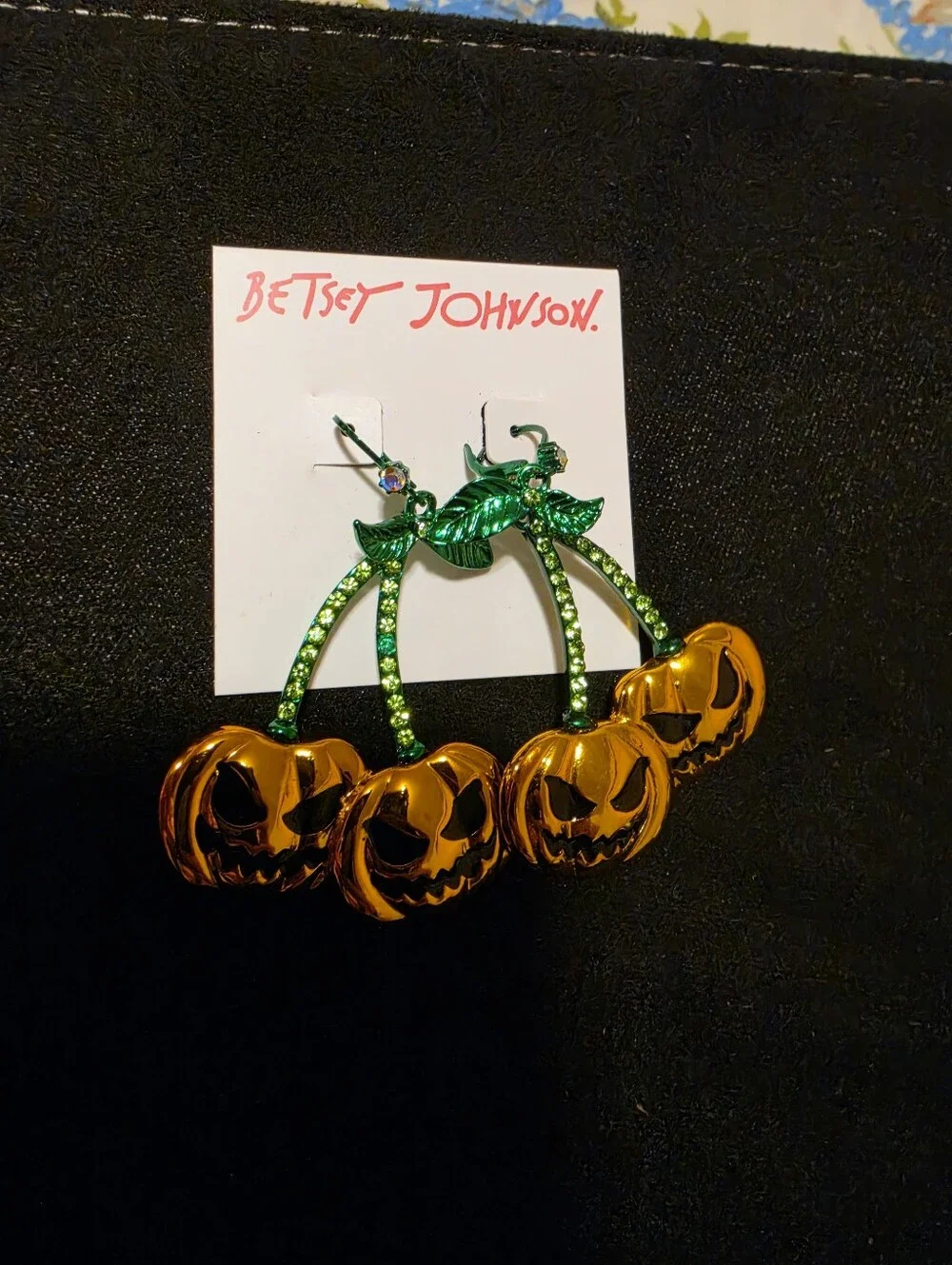 Betsey Johnson Cherry Jack O Lantern Earrings
